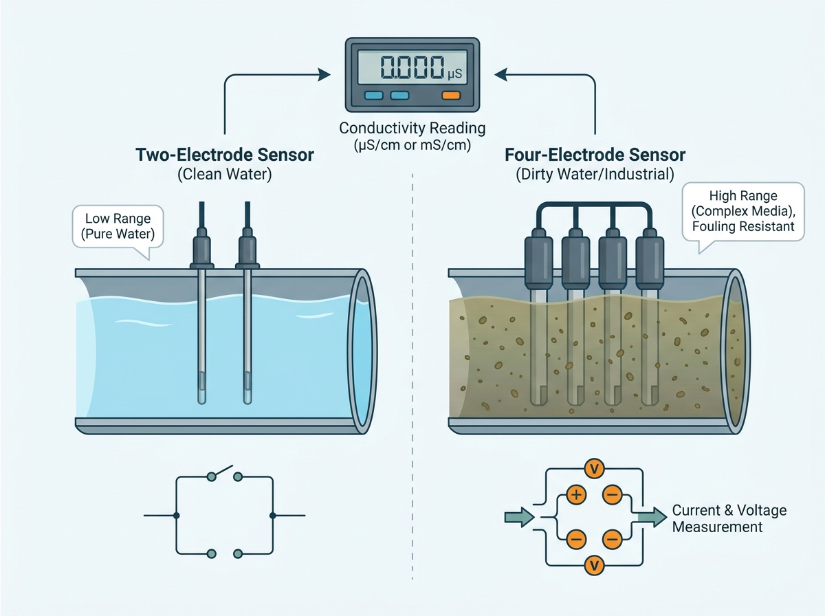 Industrial water conductivity sensor factory testing facility